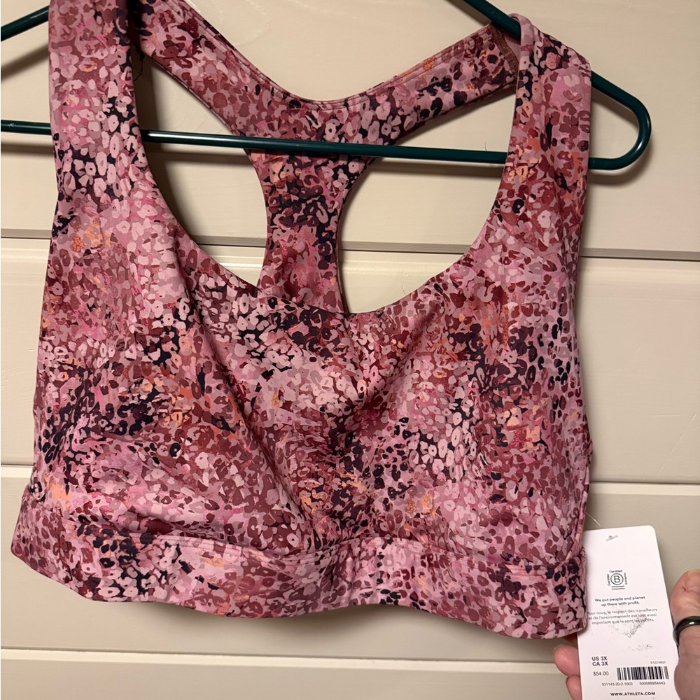 Athleta Pink and Purple Patterned Sports Bra